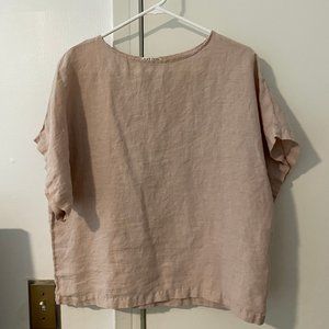 Black Crane Boxy Linen top- size M